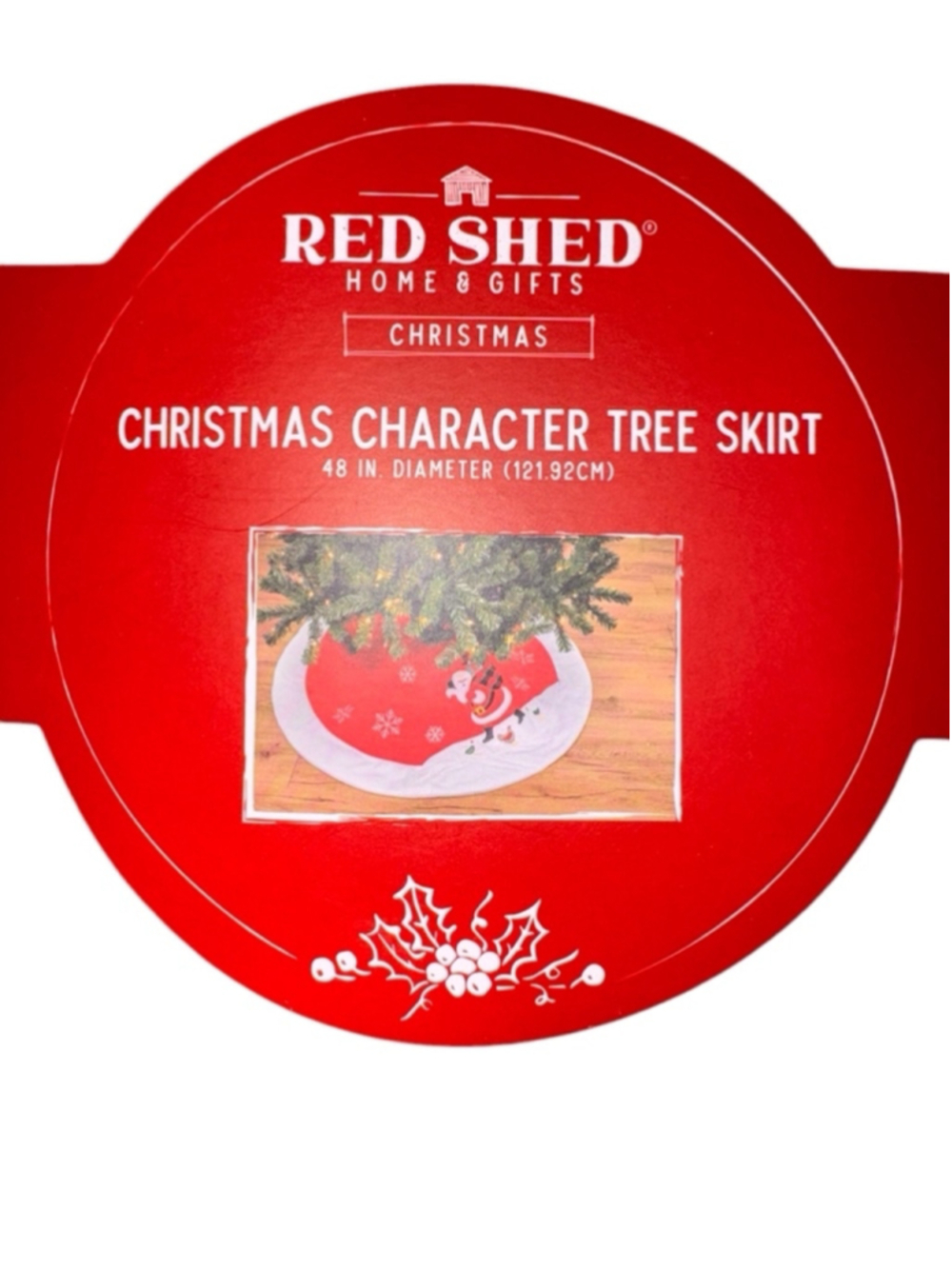 Red Shed Christmas Tree Skirt, 48in, Red & White Santa - Picture 3 of 3